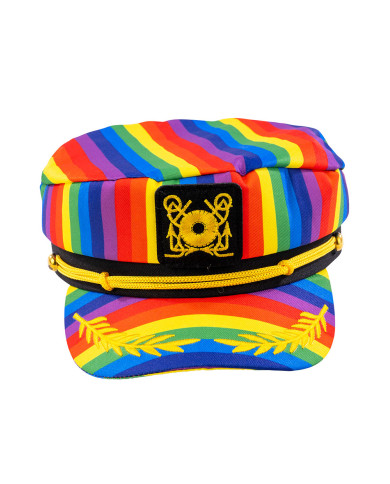Gorra de capitán arco iris de tela con etiqueta colgante/etiqueta adhesiva