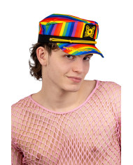 Chapeau capitaine arc-en-ciel en tissu avec étiquette volante / étiquette