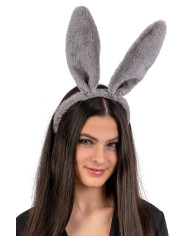 Diadema de conejito gris moldeable con solapa de cartón