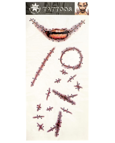 Fiche de tatouages cicatrices dans un sachet sur papier cartonné Fiche de tatouages cicatrices dans un sachet sur papier cartonné