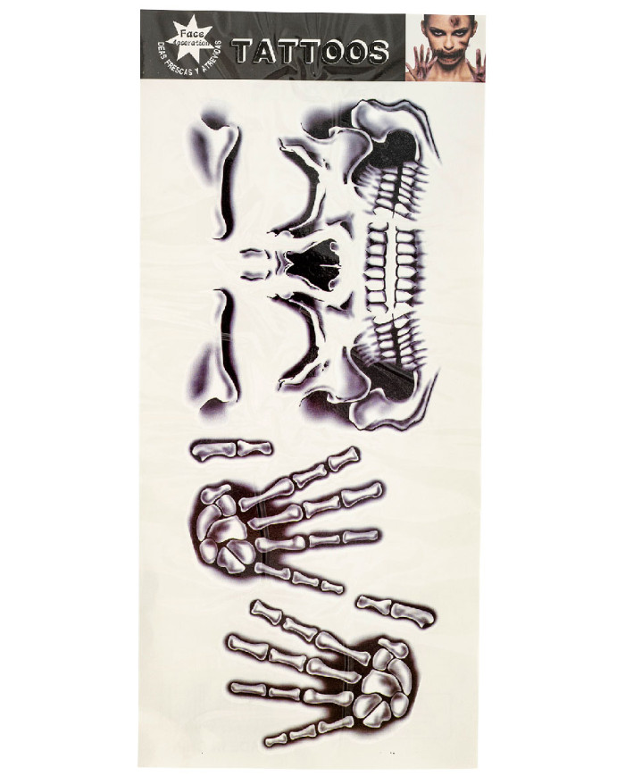 Carpeta tatuajes de manos y calavera en bolsa sobre cartoncillo