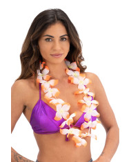 Collier Hawaï couleurs assorties avec étiquette cartonnée pliée