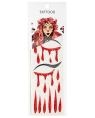 Blood face tattoos with rhinestones in bag on card