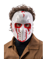 Masque hockey sanglant en plastique avec étiquette cartonnée pliée Masque hockey sanglant en plastique avec étiquette cartonnée pliée