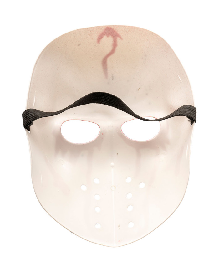 Masque hockey sanglant en plastique avec étiquette cartonnée pliée Masque hockey sanglant en plastique avec étiquette cartonnée pliée