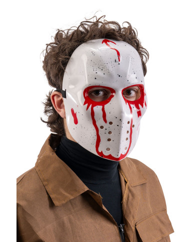 Masque hockey sanglant en plastique avec étiquette cartonnée pliée Masque hockey sanglant en plastique avec étiquette cartonnée pliée