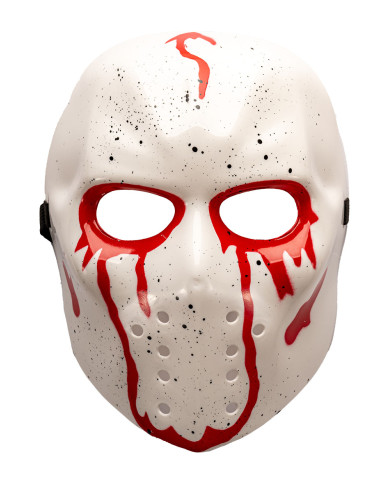 Masque hockey sanglant en plastique avec étiquette cartonnée pliée Masque hockey sanglant en plastique avec étiquette cartonnée pliée