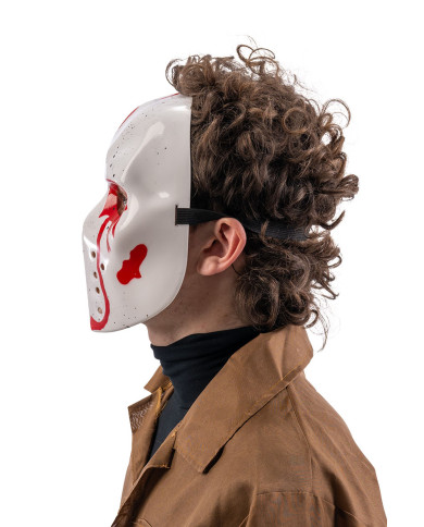 Masque hockey sanglant en plastique avec étiquette cartonnée pliée Masque hockey sanglant en plastique avec étiquette cartonnée pliée