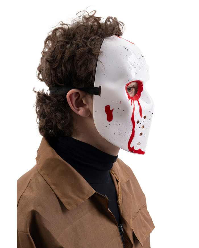 Hockeymaske mit Blutspritzern aus Kunststoff mit Aufhänger Hockeymaske mit Blutspritzern aus Kunststoff mit Aufhänger