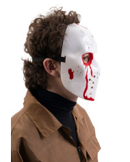 Masque hockey sanglant en plastique avec étiquette cartonnée pliée Masque hockey sanglant en plastique avec étiquette cartonnée pliée