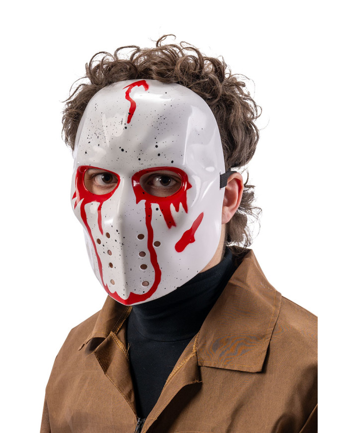 Masque hockey sanglant en plastique avec étiquette cartonnée pliée Masque hockey sanglant en plastique avec étiquette cartonnée pliée