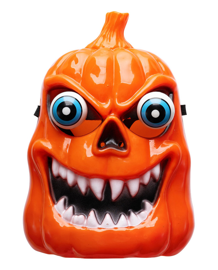 Máscara de calabaza con ojos saltones de plástico duro con solapa de cartón