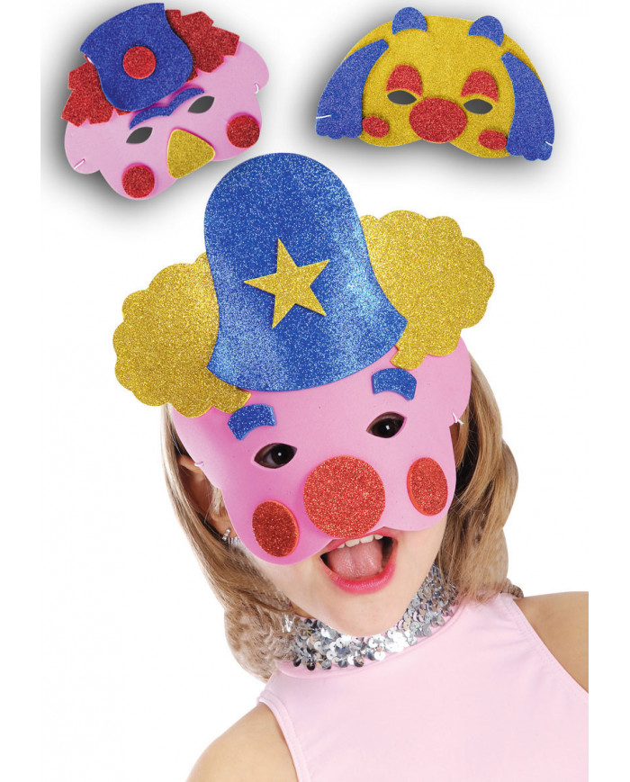 Maschere mezzo viso da clown per bambino in materiale eva e