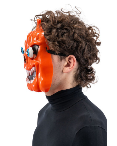 Kürbismaske mit hervorstehenden Augen aus starrem Kunststoff mit Aufhänger