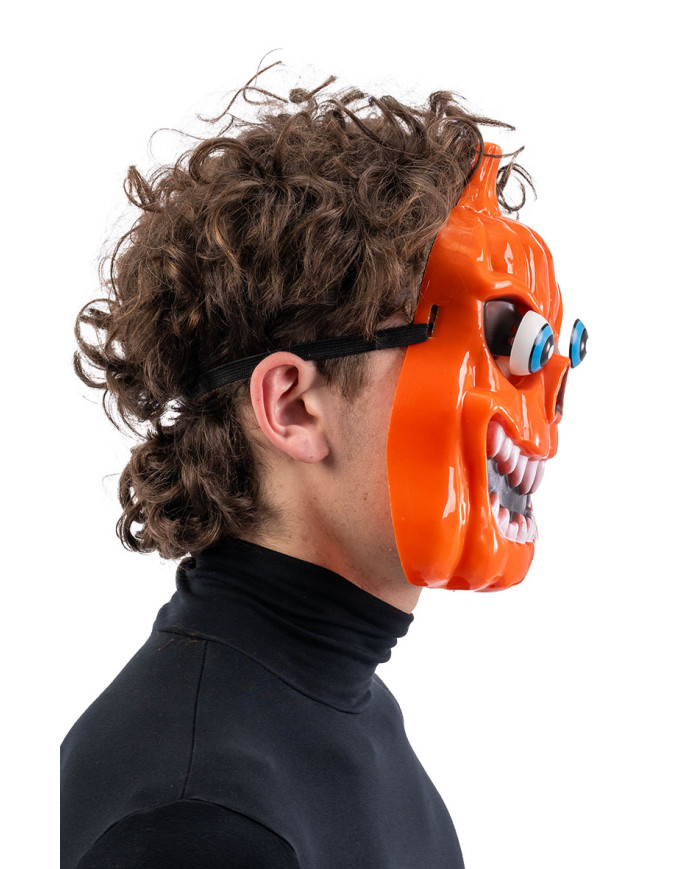 Kürbismaske mit hervorstehenden Augen aus starrem Kunststoff mit Aufhänger