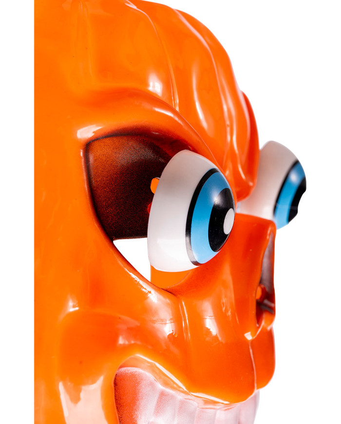 Pumpkin mask with bulging eyes in hard plastic w/header