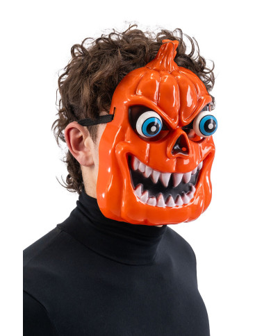 Maschera zucca con occhi sporgenti in plastica rigida con cavallotto