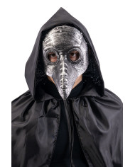 Masque corbeau en plastique dur avec étiquette cartonnée pliée