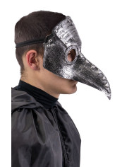 Masque corbeau en plastique dur avec étiquette cartonnée pliée