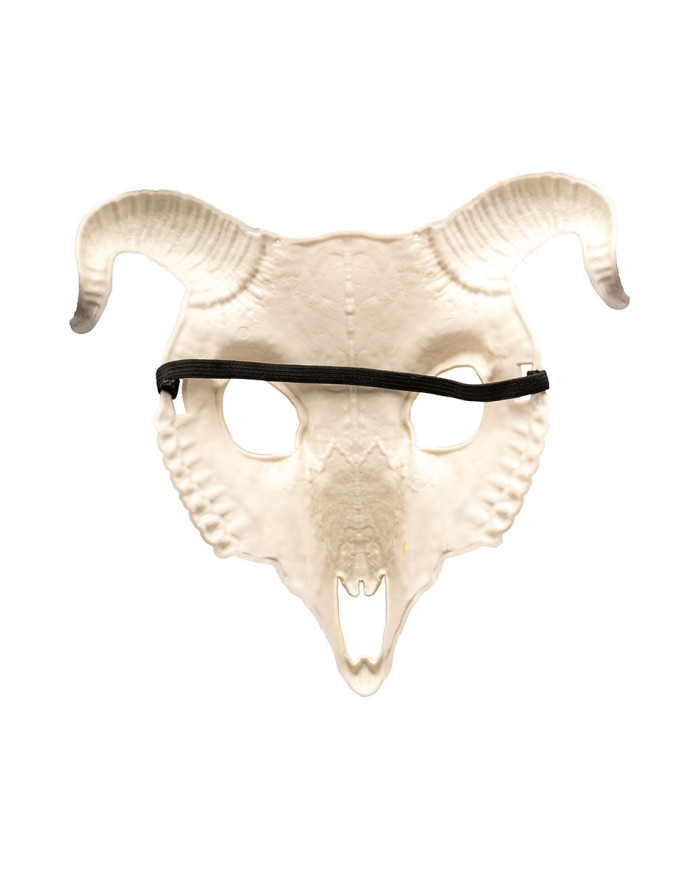 Maschera scheletro caprone horror in plastica rigida con cavallotto