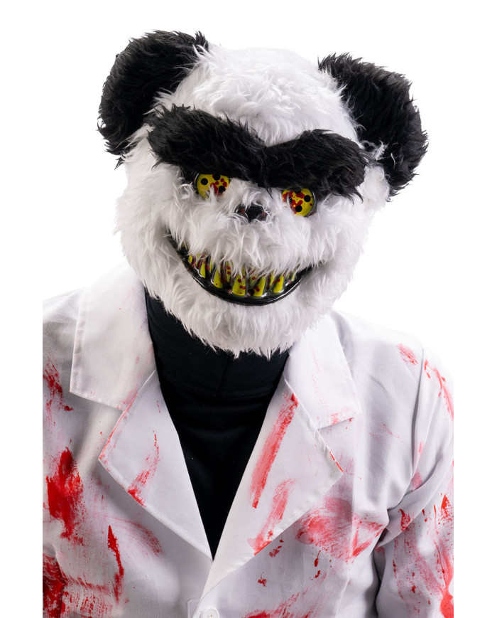 Máscara de panda de terror de plástico con peluche sobre cartoncillo