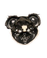 Horrorpanda-Maske aus Kunststoff mit Plüsch auf Pappkarton