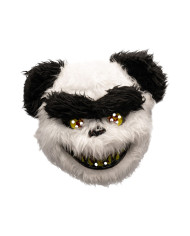 Horrorpanda-Maske aus Kunststoff mit Plüsch auf Pappkarton
