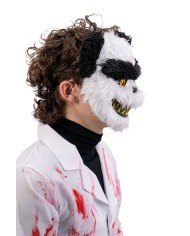 Masque panda horreur en plastique avec peluche sur papier cartonné