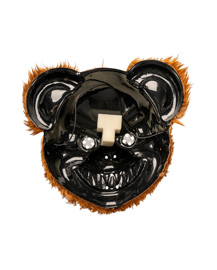 Masque ours horreur en plastique avec peluche sur papier cartonné