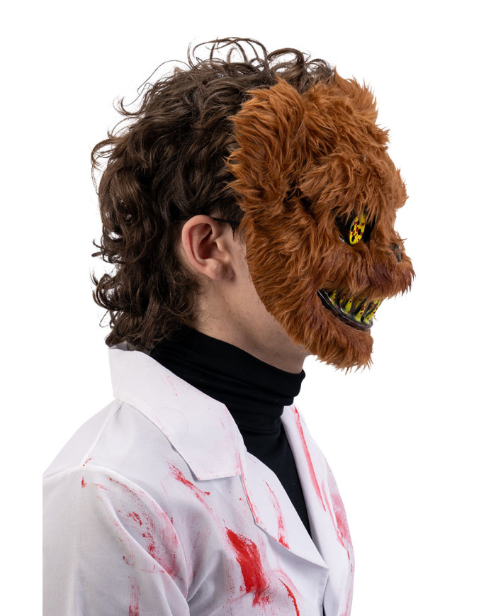 Masque ours horreur en plastique avec peluche sur papier cartonné