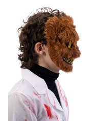 Horrorbär-Maske aus Kunststoff mit Plüsch auf Pappkarton