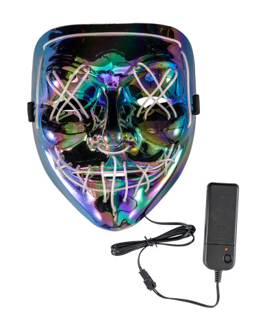 Masque horreur métallisé en plastique avec décorations lumineuses (piles non comprises) dans un sachet avec étiquett... Masque horreur métallisé en plastique avec décorations lumineuses (piles non comprises) dans un sachet avec étiquett...