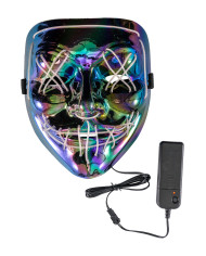 Masque horreur métallisé en plastique avec décorations lumineuses (piles non comprises) dans un sachet avec étiquett... Masque horreur métallisé en plastique avec décorations lumineuses (piles non comprises) dans un sachet avec étiquett...