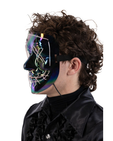 Masque horreur métallisé en plastique avec décorations lumineuses (piles non comprises) dans un sachet avec étiquett... Masque horreur métallisé en plastique avec décorations lumineuses (piles non comprises) dans un sachet avec étiquett...