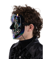 Masque horreur métallisé en plastique avec décorations lumineuses (piles non comprises) dans un sachet avec étiquett... Masque horreur métallisé en plastique avec décorations lumineuses (piles non comprises) dans un sachet avec étiquett...