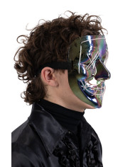 Masque horreur métallisé en plastique avec décorations lumineuses (piles non comprises) dans un sachet avec étiquett... Masque horreur métallisé en plastique avec décorations lumineuses (piles non comprises) dans un sachet avec étiquett...