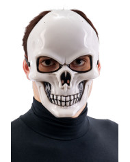 Masque squelette en plastique avec étiquette cartonnée pliée