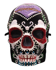 Maschera scheletro preziosa con strass con cavallotto