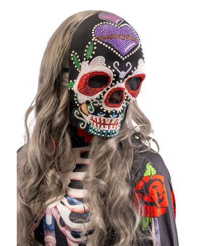 Kostbare Skelettmaske mit Strass mit Aufhänger