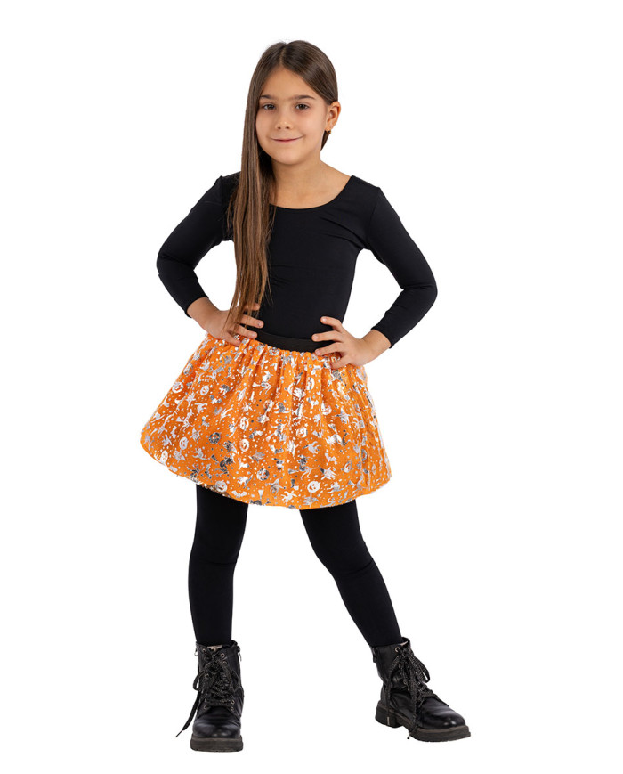 Orange girl tutu w/silver printings l.cm.30 only size in pbh Orange girl tutu w/silver printings l.cm.30 only size in pbh