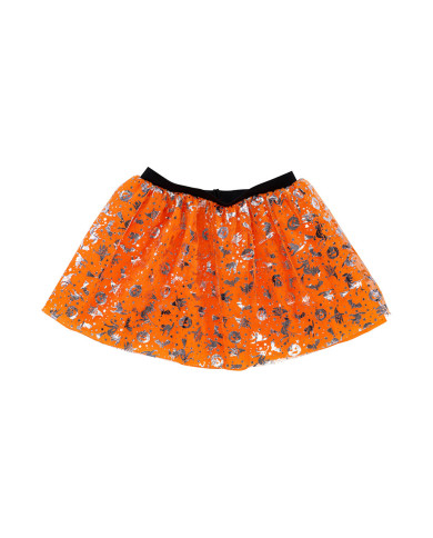Tutu orange fille à imprimés argentés l. env. 30 cm TU dans un sachet avec étiquette ferme-sachet
