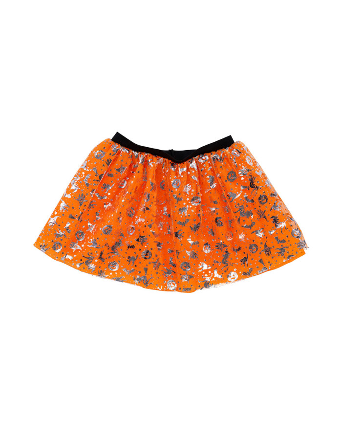 Ballettrock für Mädchen orange mit silberfarbenem Aufdruck L. ca. 30 cm Einheitsgröße in Beutel mit Aufhänger