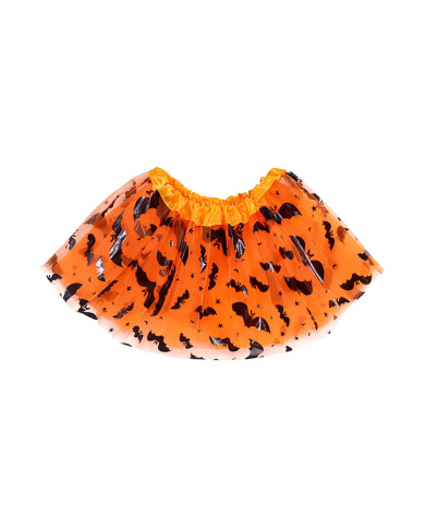 Tutu orange fille à imprimé chauve-souris l. env. 30 cm TU dans un sachet avec étiquette ferme-sachet
