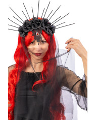 Cerchietto con diadema e velo con cavallotto