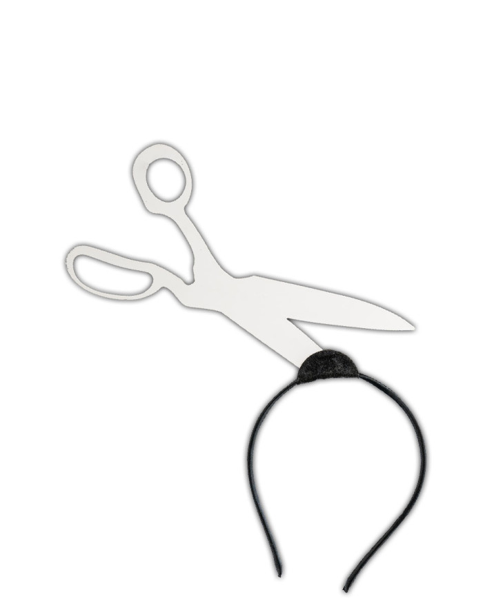 Through head headband w/cardboard scissors w/header