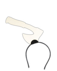 Serre-tête avec hachette en papier cartonné avec étiquette cartonnée pliée Serre-tête avec hachette en papier cartonné avec étiquette cartonnée pliée