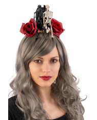 Diadema con lápida y esqueletos con solapa de cartón