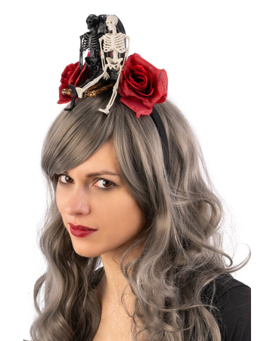 Haarreif mit Grabstein und Skeletten mit Aufhänger