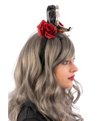 Diadema con lápida y esqueletos con solapa de cartón