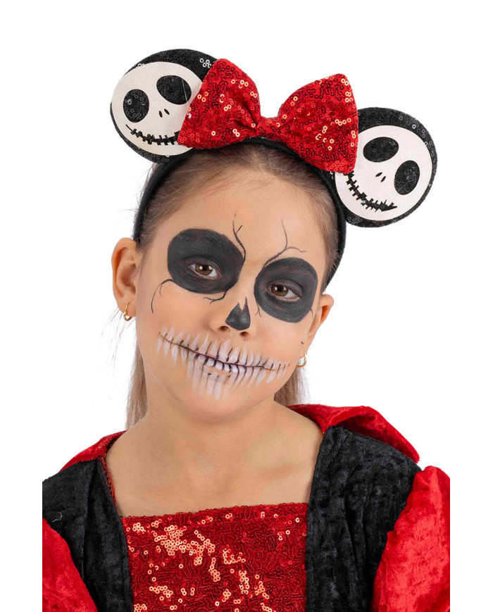 Mäusefräulein-Haarreif Halloween mit Pailletten auf Aufhänger